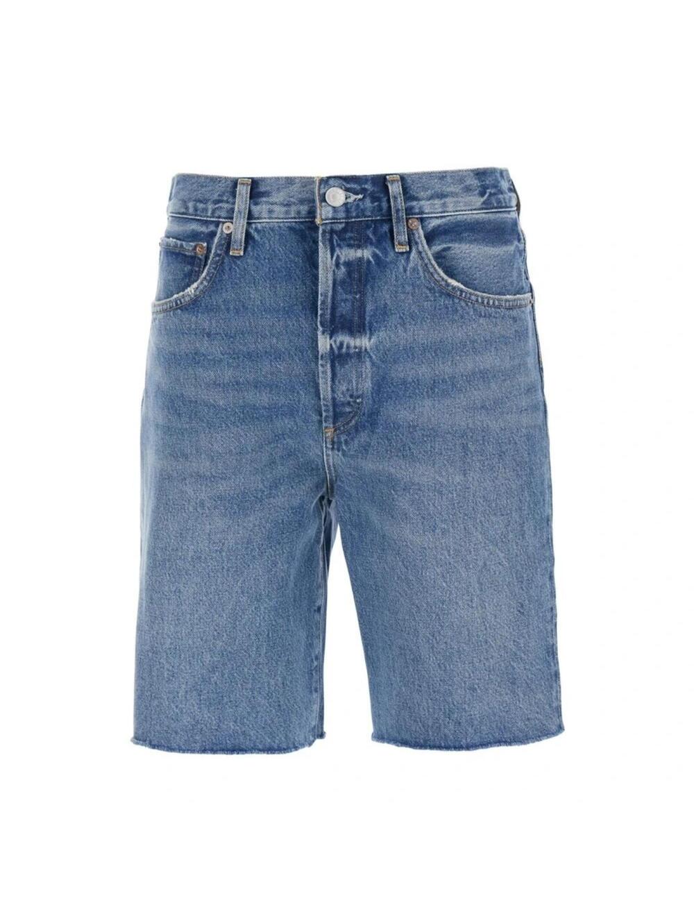 179$ AGOLDE 90's Loose Fit Raw Hems Shorts Mid Rise Women's Size 26 Blue - Picture 2 of 4